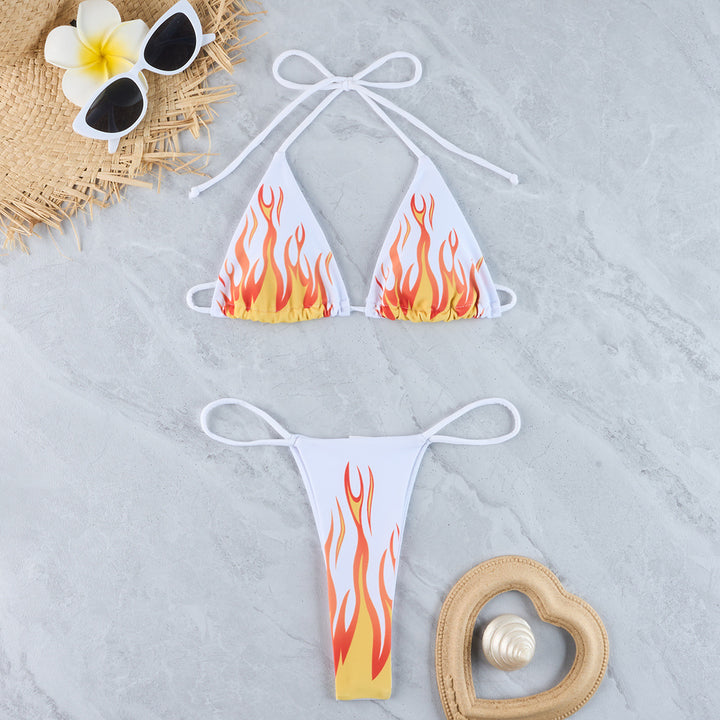 Dame Sizzling Fire Print Bikini Sæt Stilla