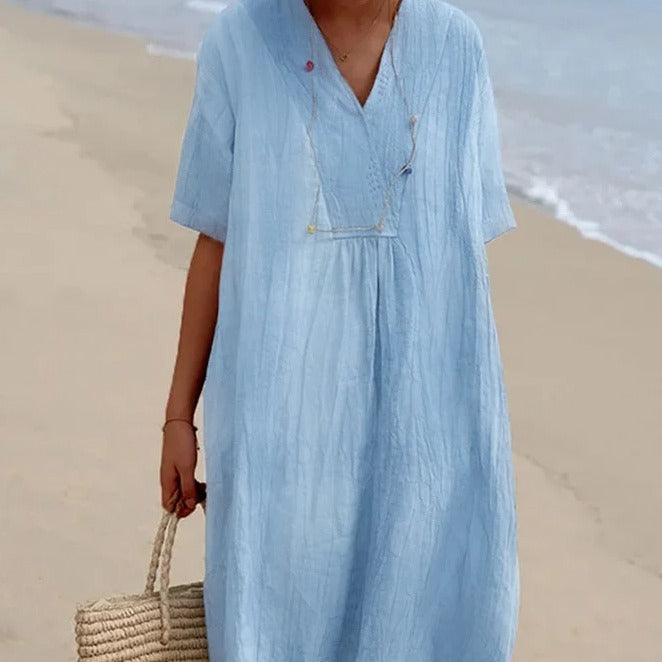Dame Casual Strandkjole med V-hals og løst design Stilla