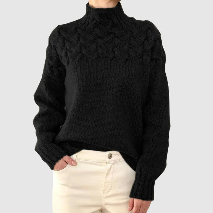 Stilla | Strikpullover med lange ærmer og ståkrave