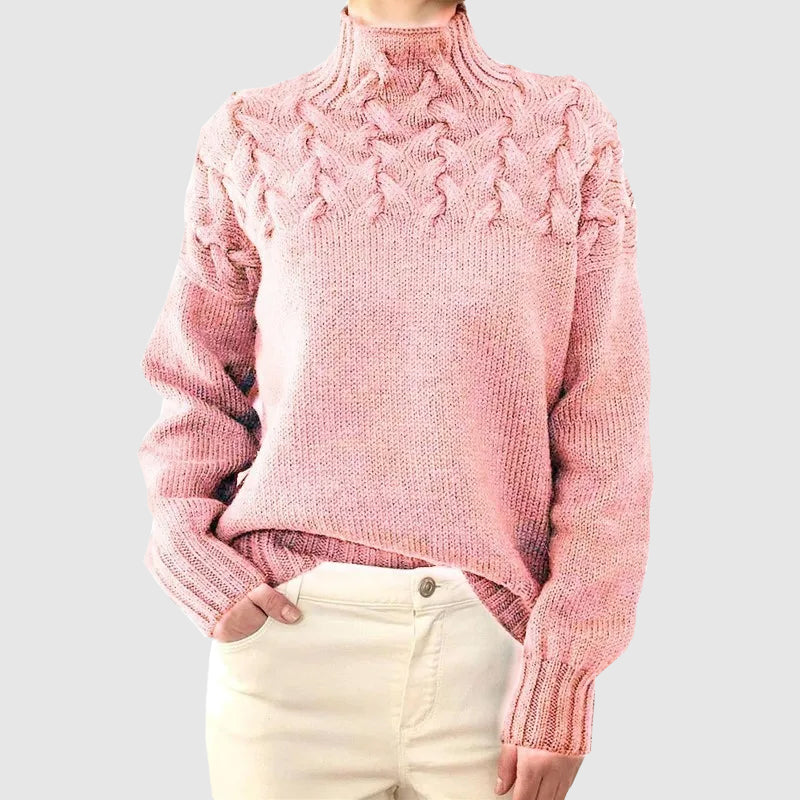 Stilla | Strikpullover med lange ærmer og ståkrave