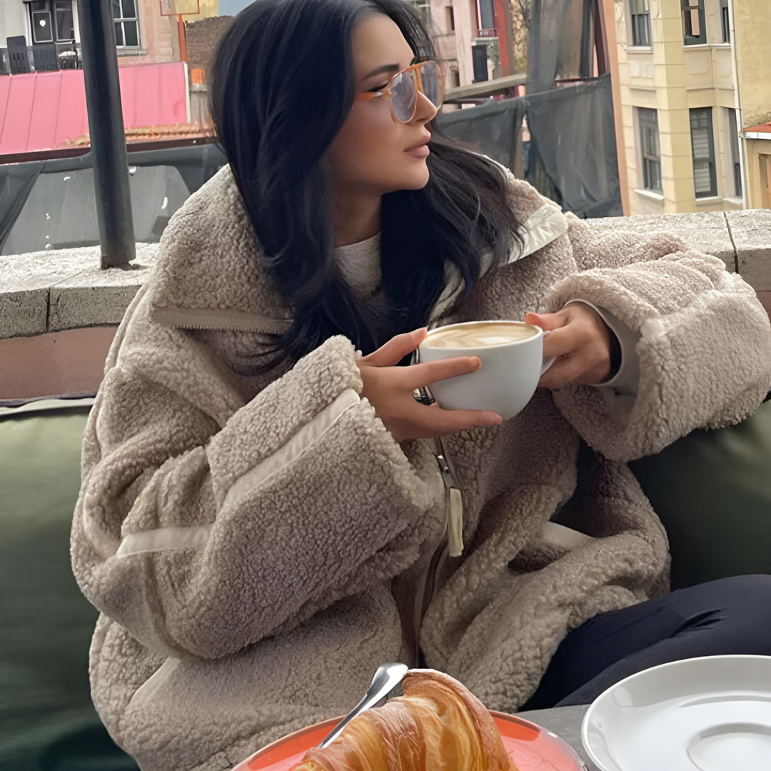 Stilla | Fuzzy fleecejakke med pels