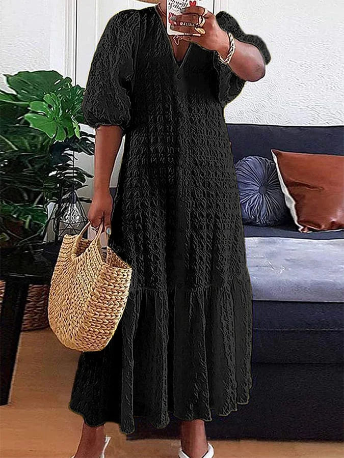 Stilla | Casual Kjole Med Plisserede Knapper