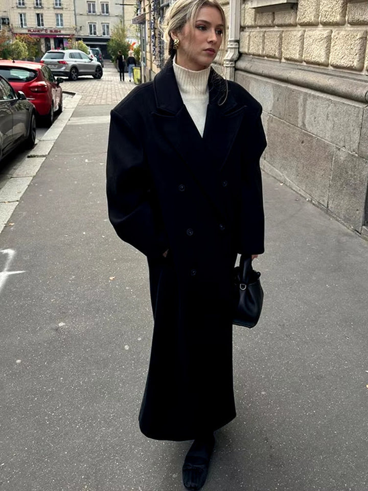 Stilla | Damejakke - Lang trenchcoat med reverskrave