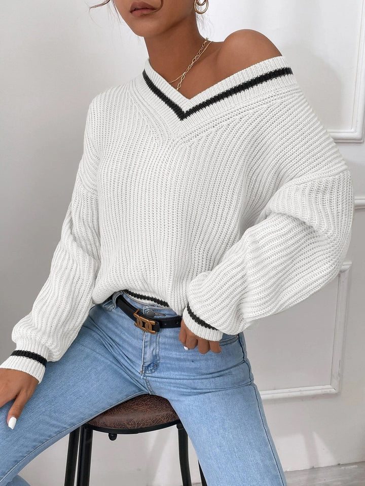 Stilla | Patchwork V-Udsnit Pullover