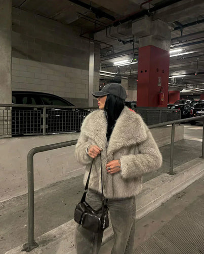 Stilla | Pelsfrakke Blødt Kunstpels Overstørrelse Elegant og Varm