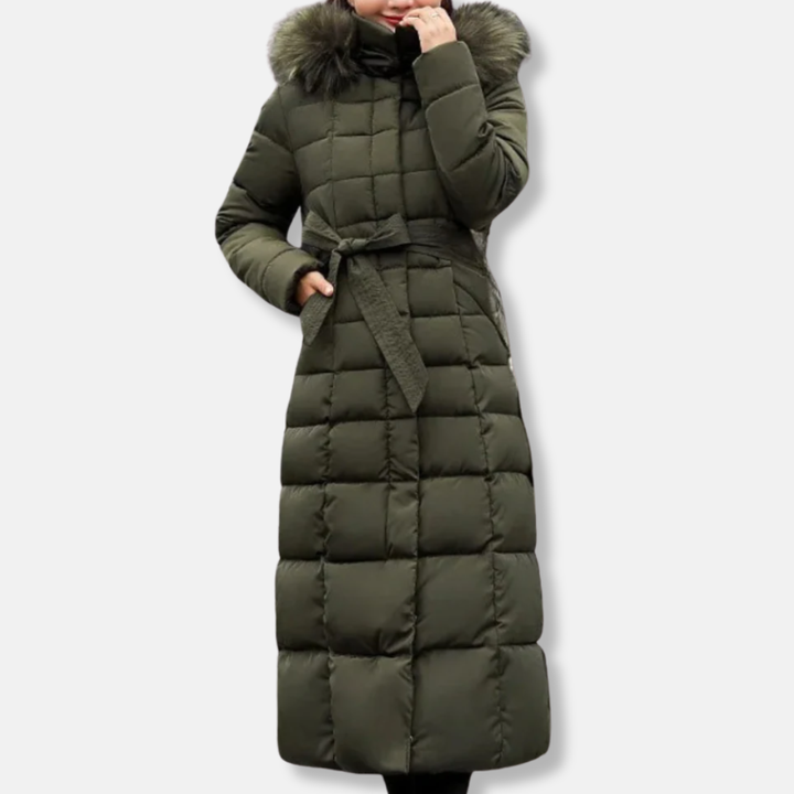 Stilla | Quilted og isoleret bælte i taljen foret hætte langt model