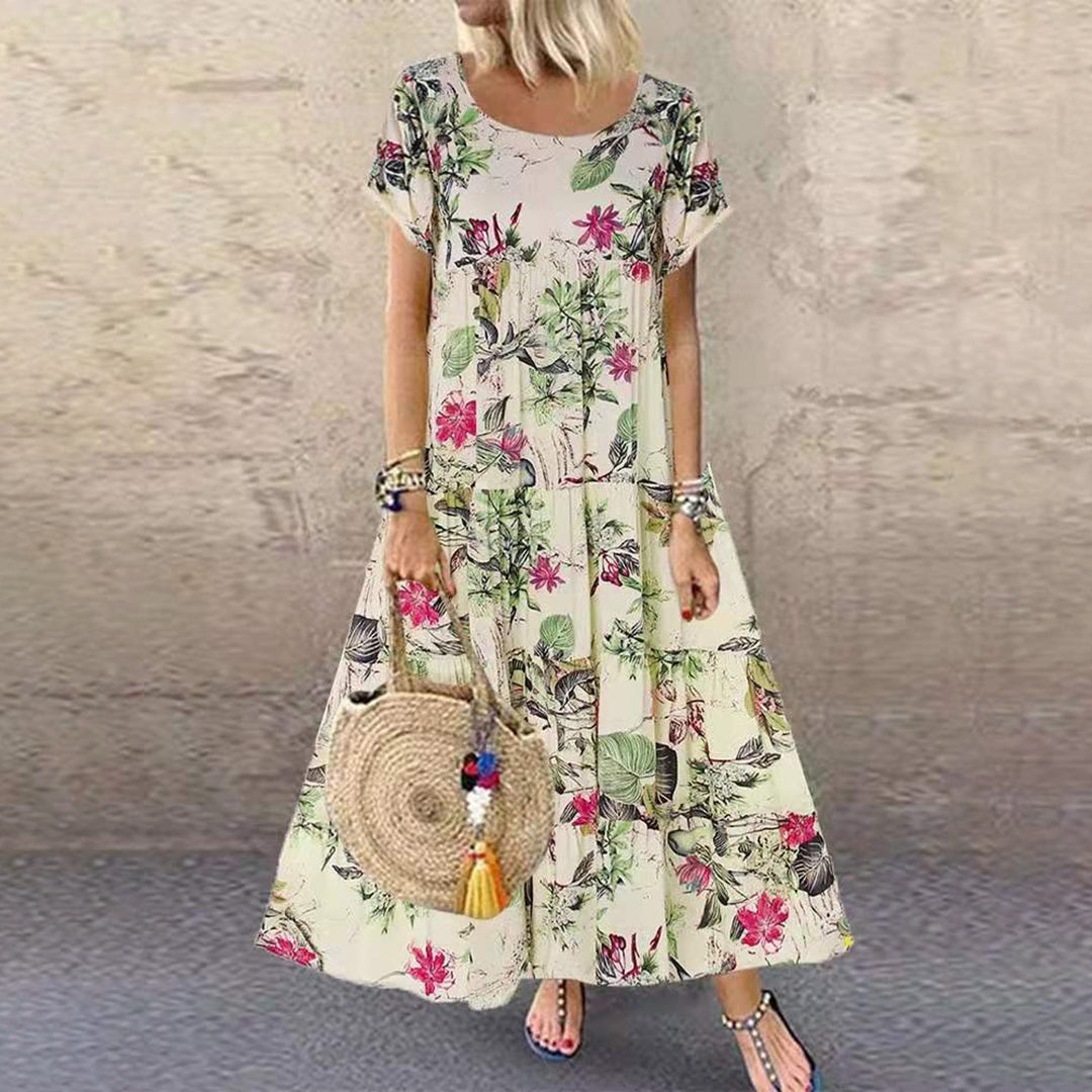 Stilla | Langt, Løst Kjole Med Blomsterprint