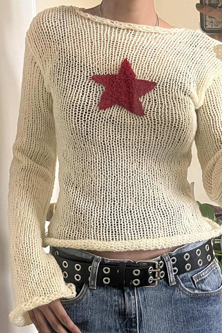 Stilla | Pull Jakke Jacquard Motiv Pentagram