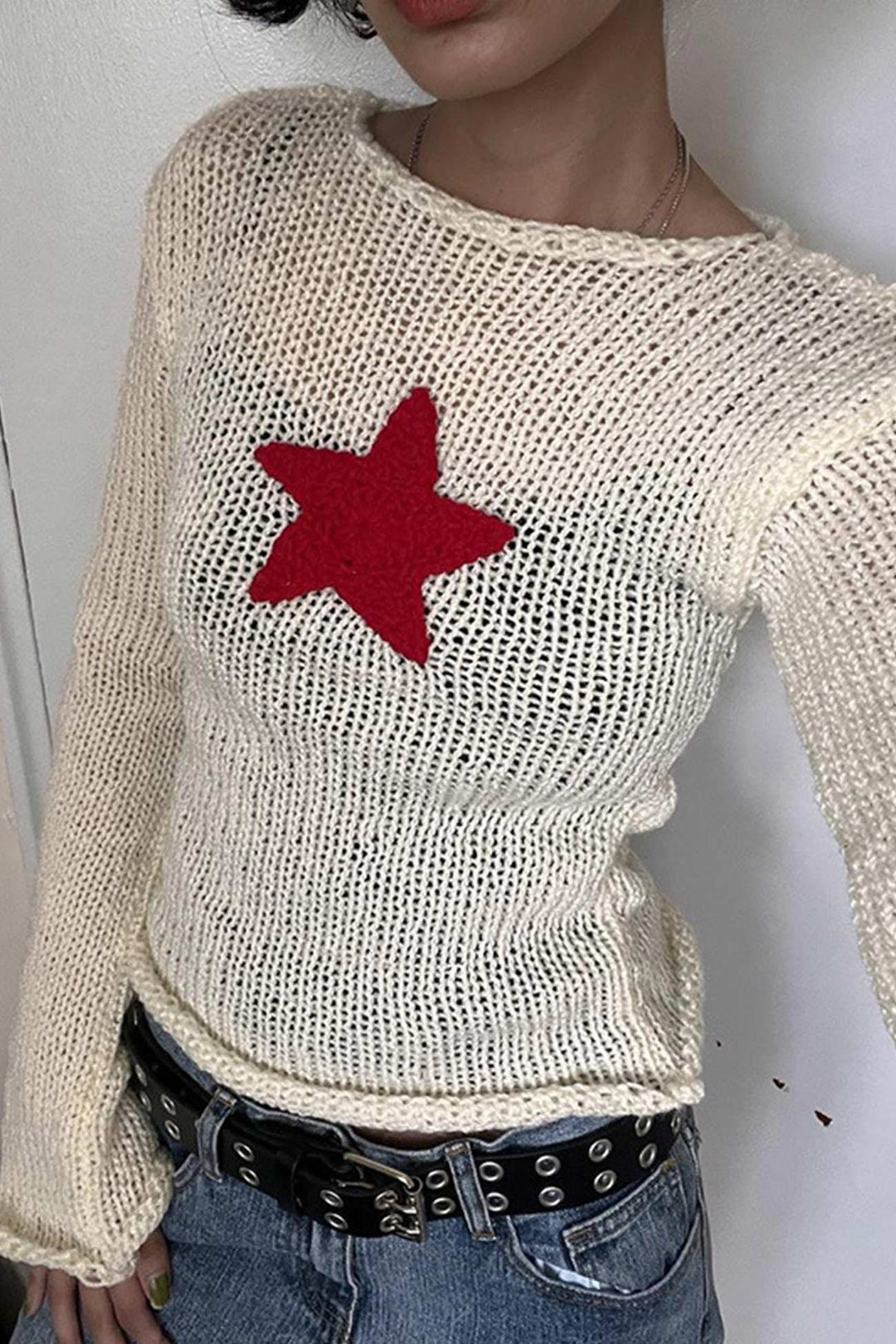 Stilla | Pull Jakke Jacquard Motiv Pentagram