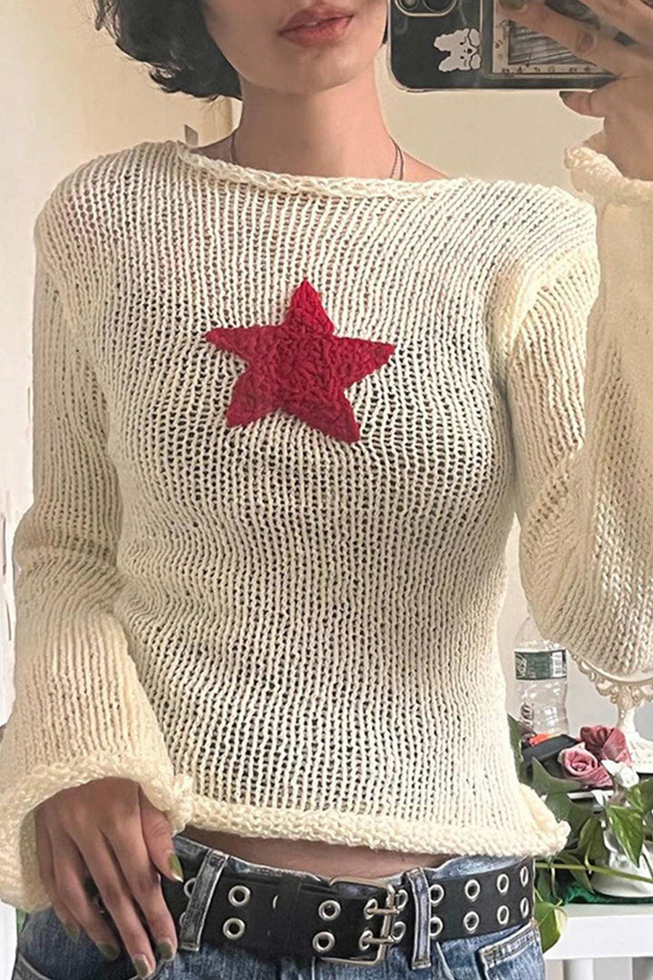 Stilla | Pull Jakke Jacquard Motiv Pentagram