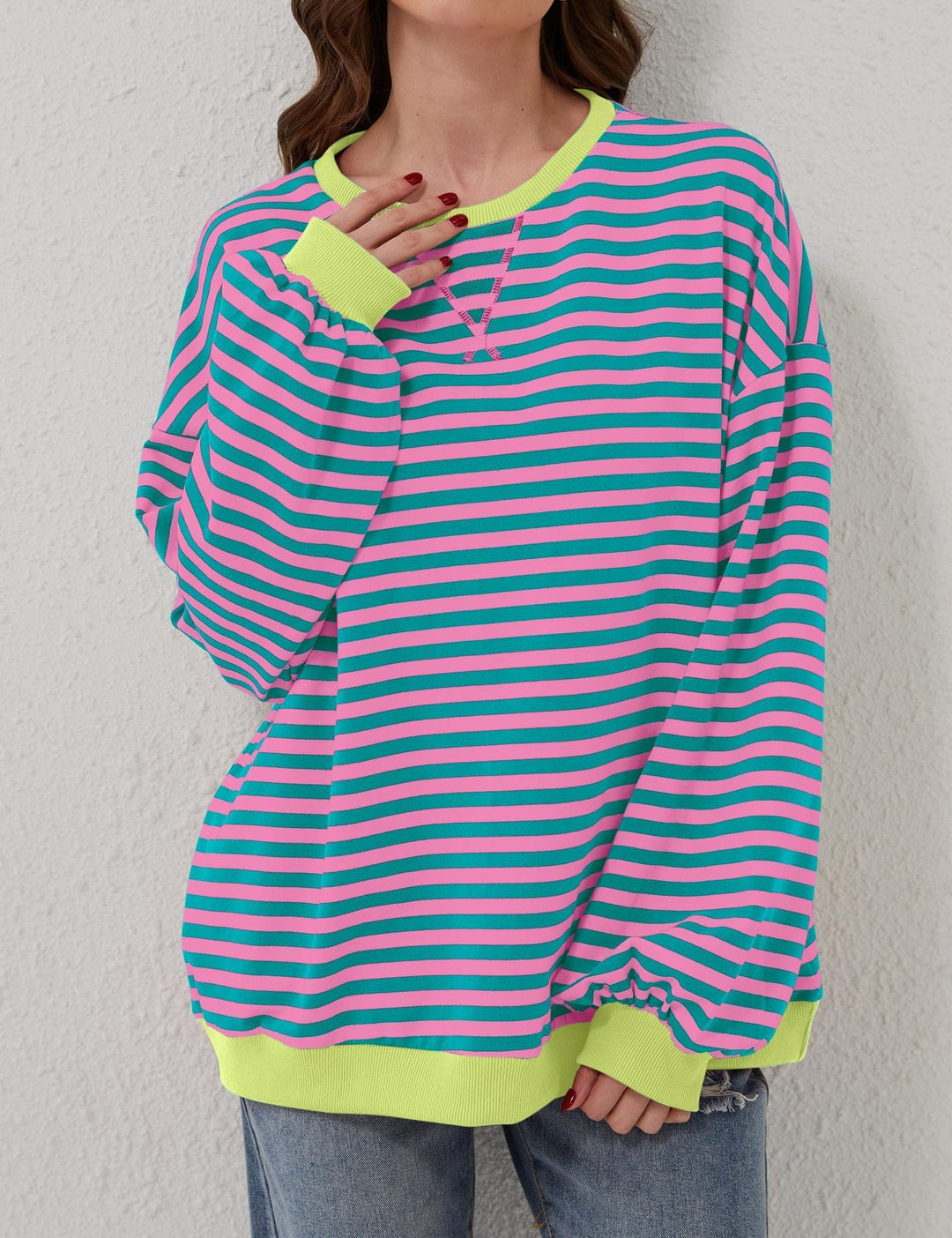 Stilla | Elegant Over størrelse Stribet Pullover