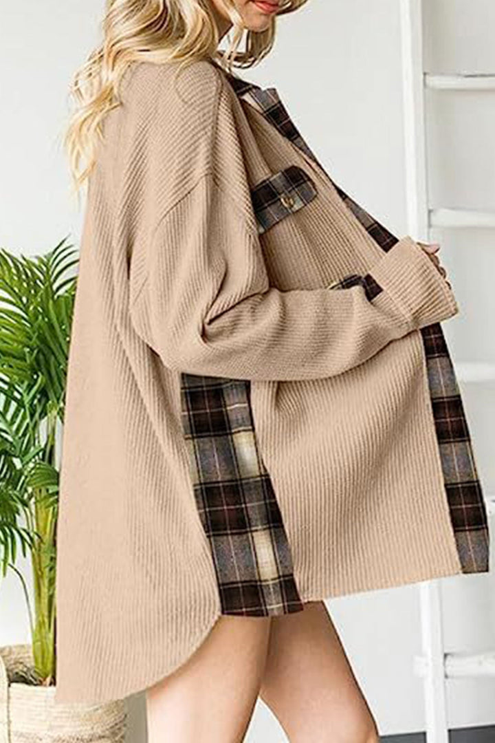 Stilla | Bluse skjorte Patchwork med ternet mønster og uregelmæssige kanter