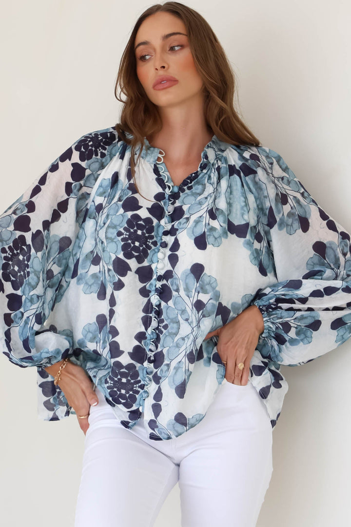 Stilla | Luftig Boho Bluse Med Print