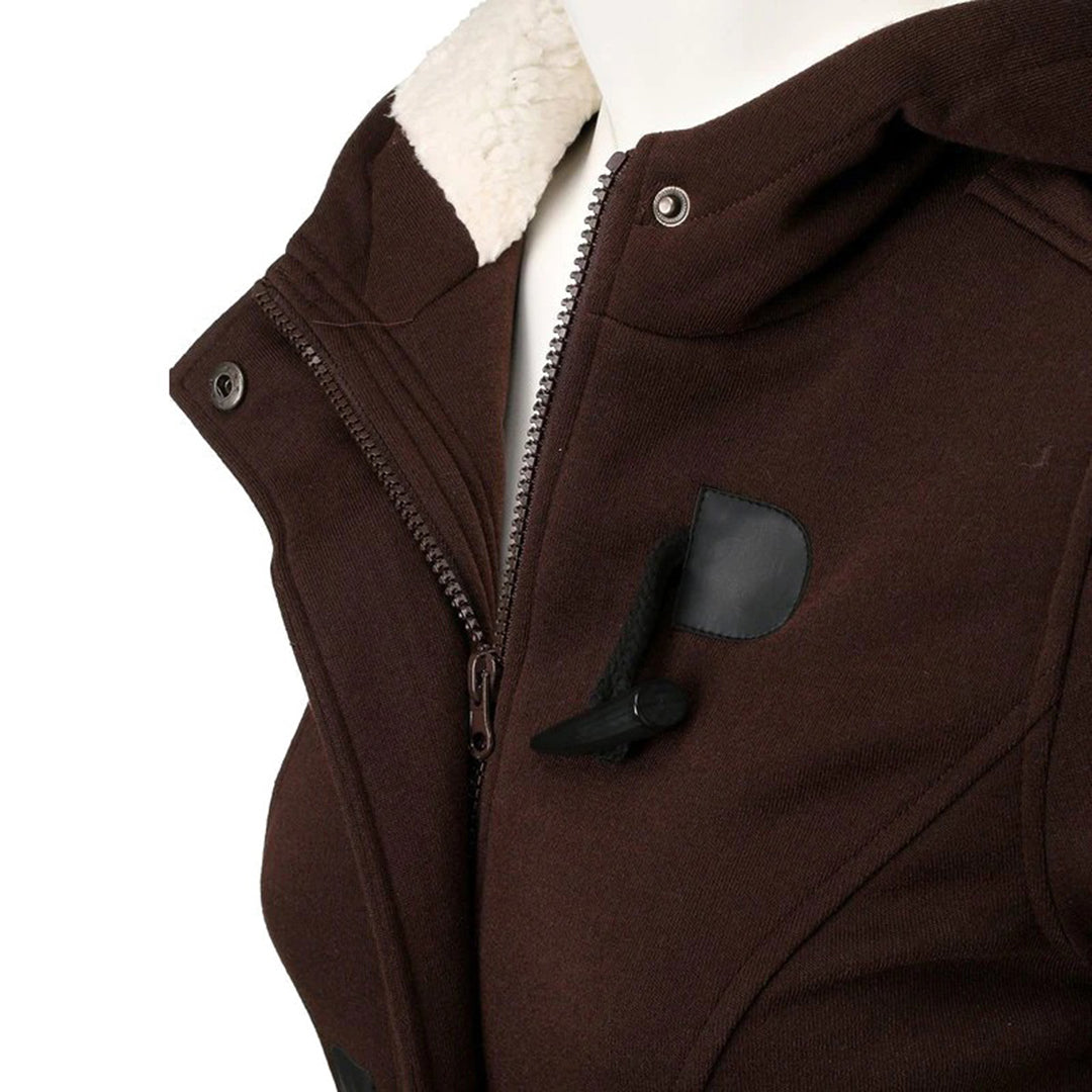 Stilla | Duffle Coat uldblanding hætte med fleece-futter toggle-knapper lommer