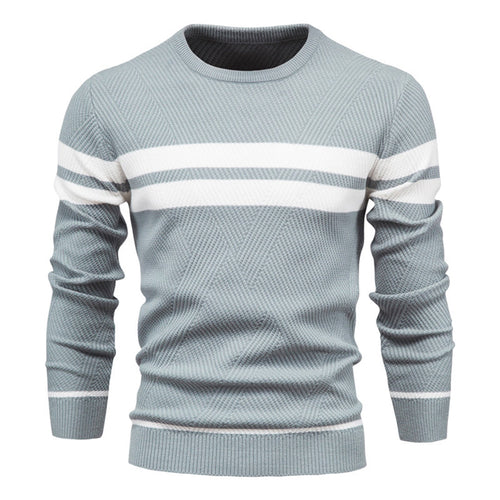 Stilla | Slim Fit strikket bomuld ribstrik geometrisk mønster Rund hals