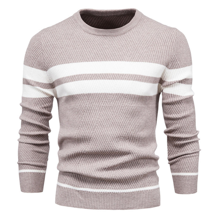 Stilla | Slim Fit strikket bomuld ribstrik geometrisk mønster Rund hals