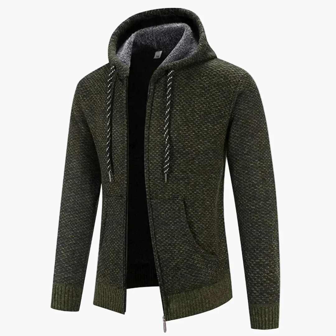 Stilla | Strik-Hættejakke til Efterår og Vinter - Behagelig Fritids-Hoodie med Lynlås
