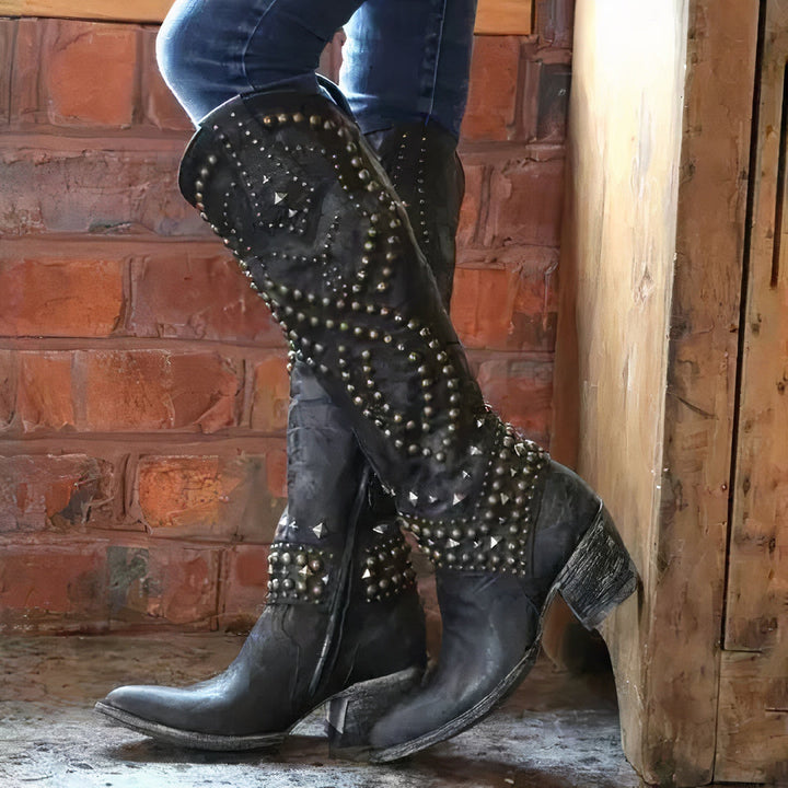 Stilla | Nitter Chunky Heel Knælange Støvler