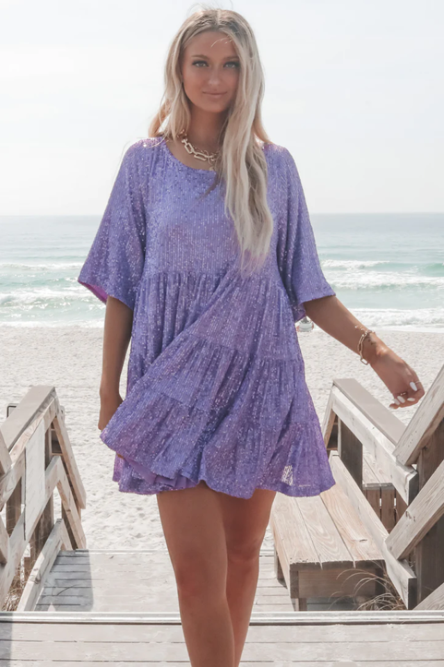 Stilla | Pailletter Babydoll Minikjole