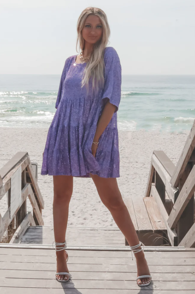 Stilla | Pailletter Babydoll Minikjole