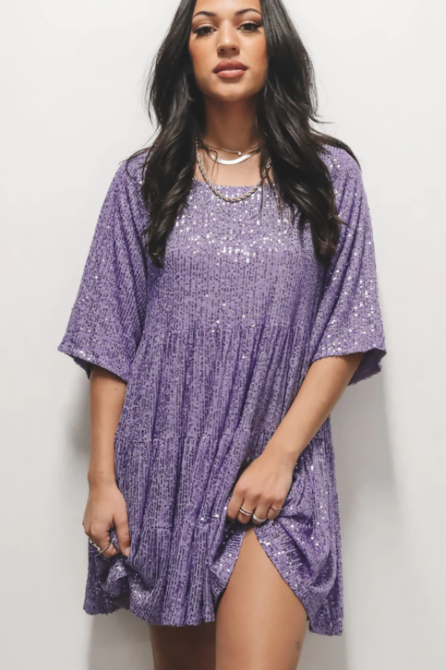 Stilla | Pailletter Babydoll Minikjole