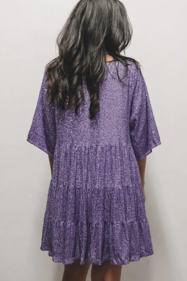 Stilla | Pailletter Babydoll Minikjole