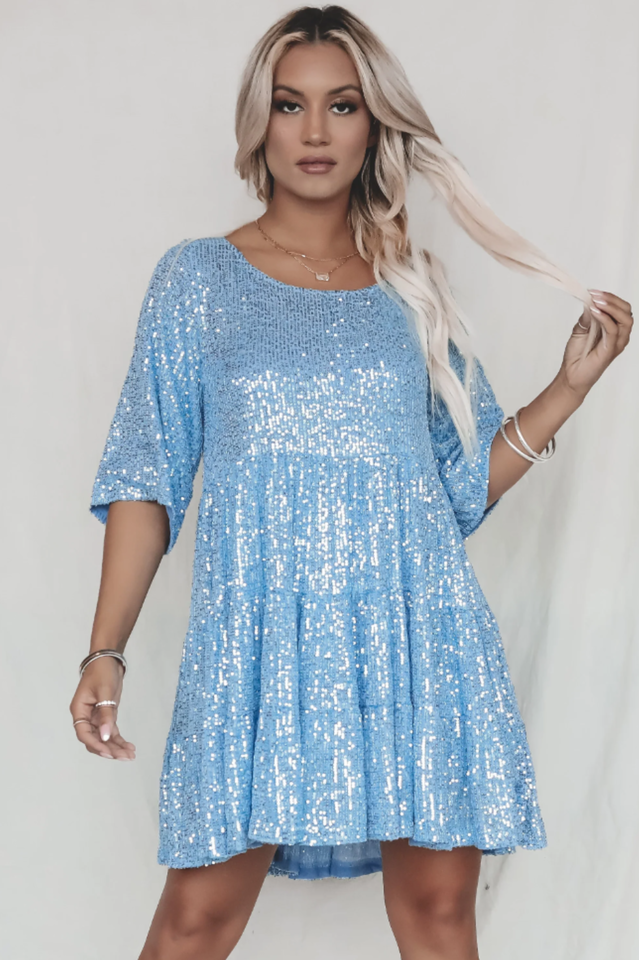 Stilla | Pailletter Babydoll Minikjole
