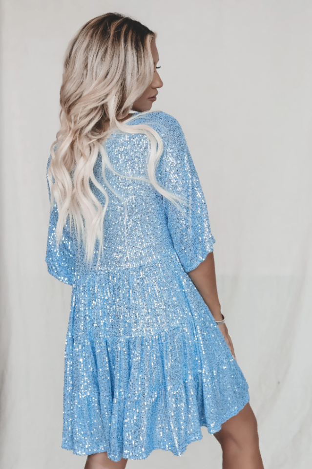 Stilla | Pailletter Babydoll Minikjole