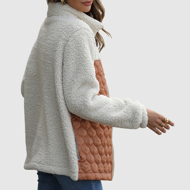 Stilla | Fleece Relaxed Fit Jakke Stikset Patchwork-Faux Fur Kant-Jakke