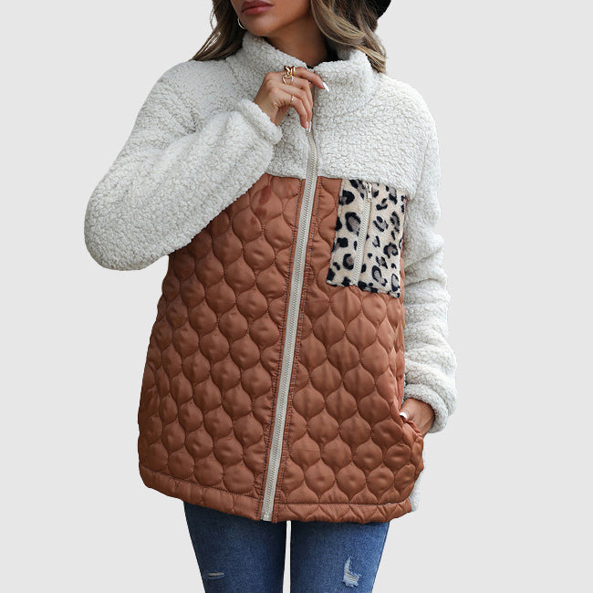 Stilla | Fleece Relaxed Fit Jakke Stikset Patchwork-Faux Fur Kant-Jakke
