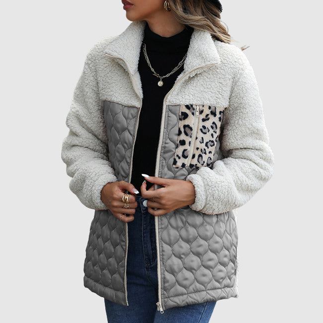Stilla | Fleece Relaxed Fit Jakke Stikset Patchwork-Faux Fur Kant-Jakke
