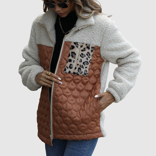 Stilla | Fleece Relaxed Fit Jakke Stikset Patchwork-Faux Fur Kant-Jakke