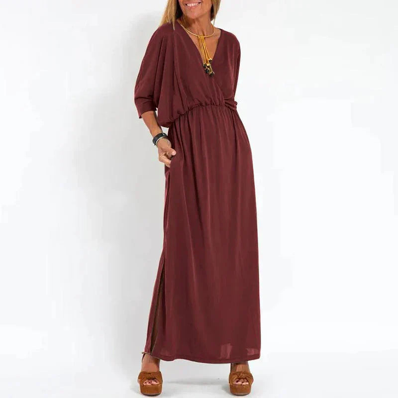 Stilla | Vintage Maxi Kjole Med Høj Sideslids