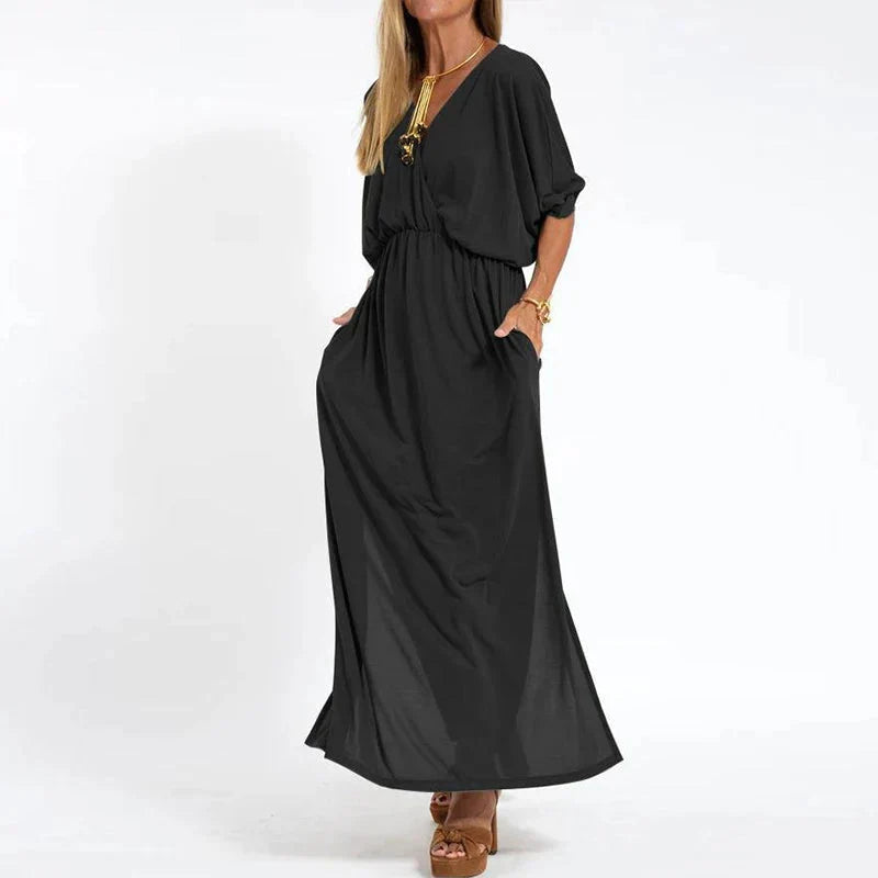 Stilla | Vintage Maxi Kjole Med Høj Sideslids