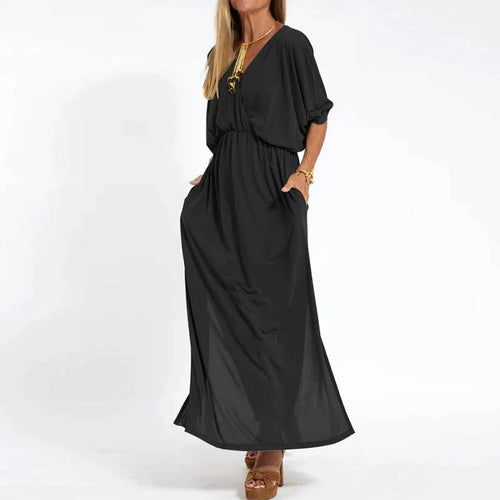 Stilla | Vintage Maxi Kjole Med Høj Sideslids