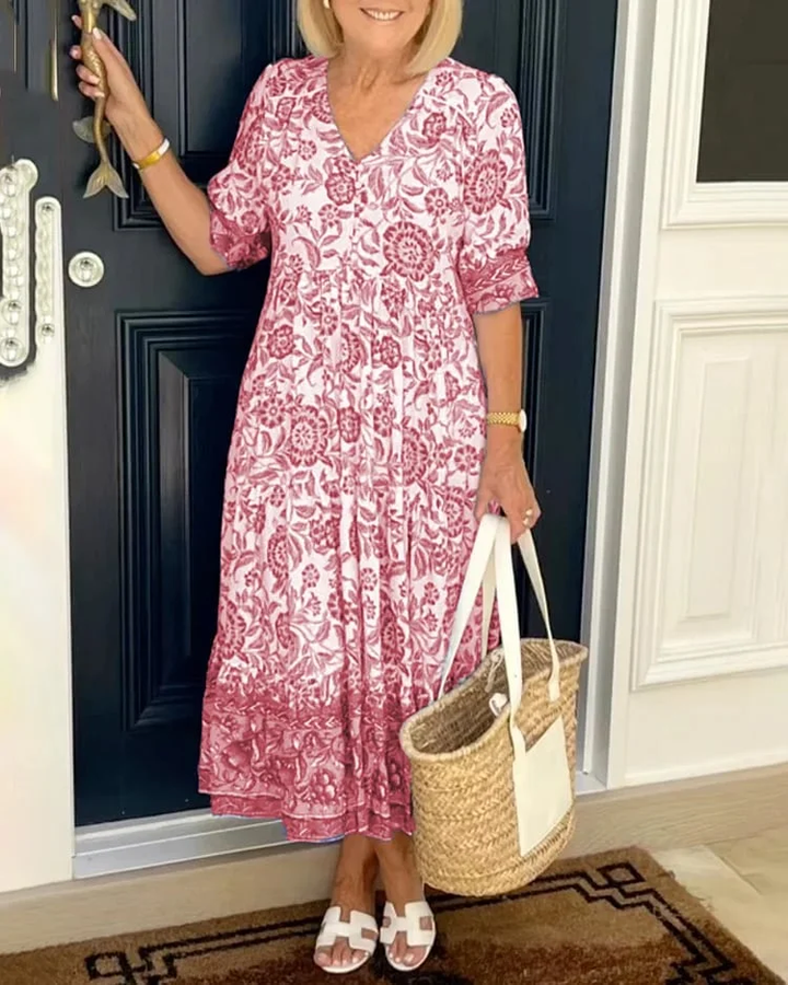 Stilla | Bohemian Kjole Med V-hals