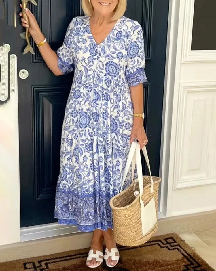 Stilla | Bohemian Kjole Med V-hals