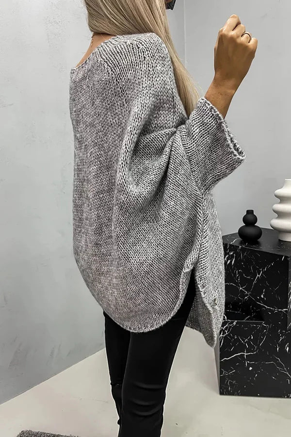 Stilla | Bluse Poncho Af Ribbet Strik Vila