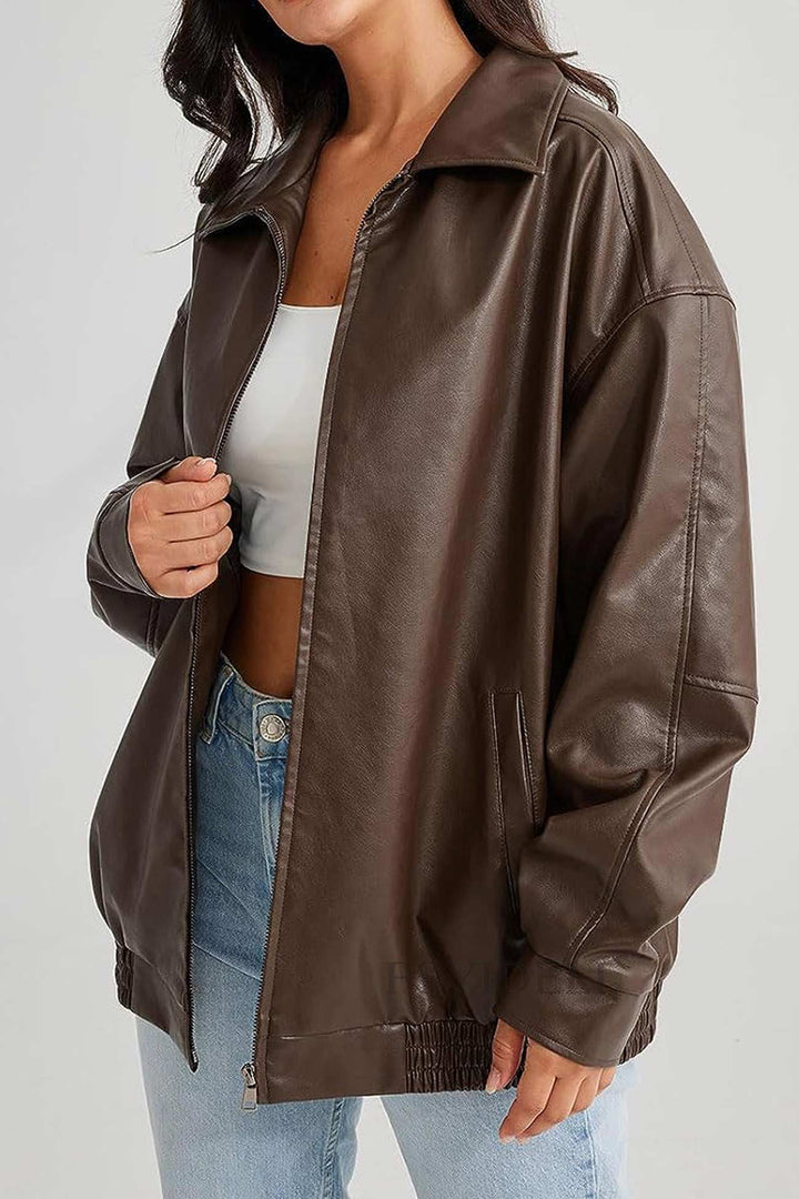 Stilla | Ensfarvet Retro Pu Jakke