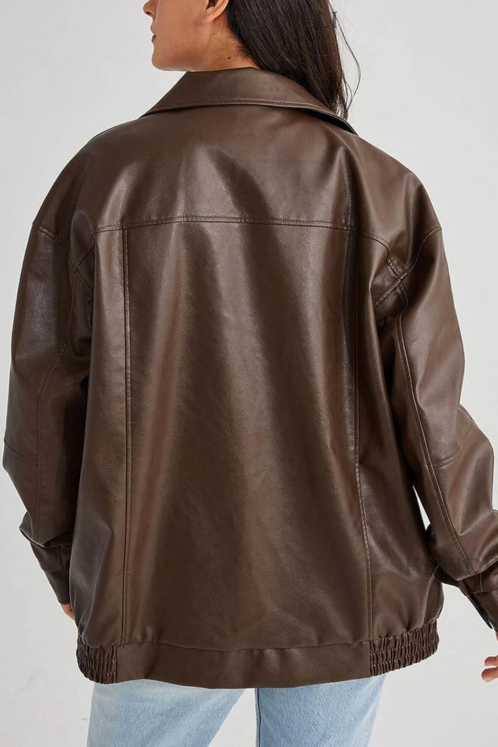 Stilla | Ensfarvet Retro Pu Jakke