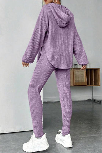Stilla | Ensemble Leggings med hætte, ribbet split og afrundet kant
