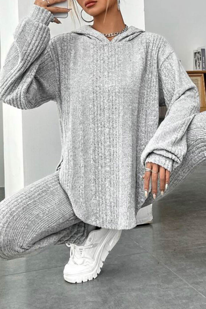 Stilla | Ensemble Leggings med hætte, ribbet split og afrundet kant