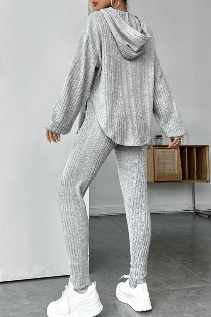 Stilla | Ensemble Leggings med hætte, ribbet split og afrundet kant