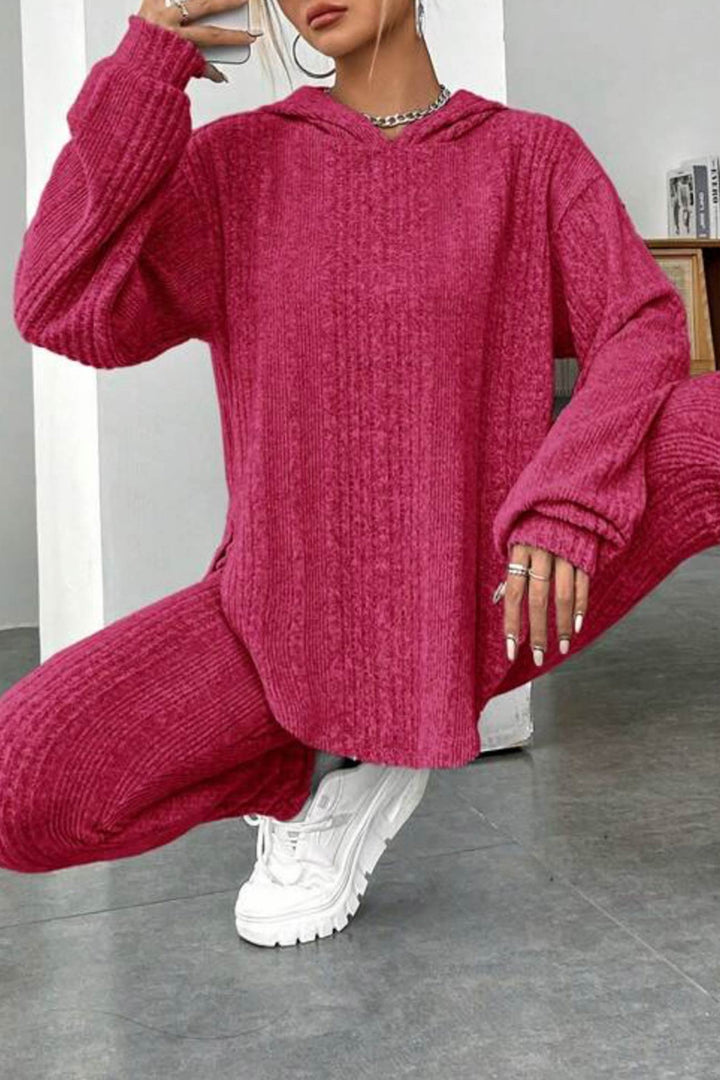 Stilla | Ensemble Leggings med hætte, ribbet split og afrundet kant