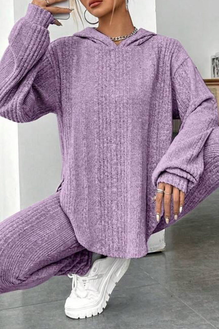 Stilla | Ensemble Leggings med hætte, ribbet split og afrundet kant