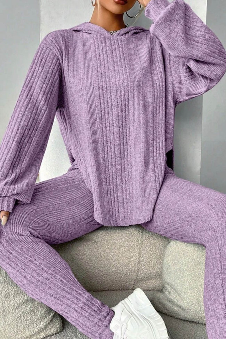 Stilla | Ensemble Leggings med hætte, ribbet split og afrundet kant