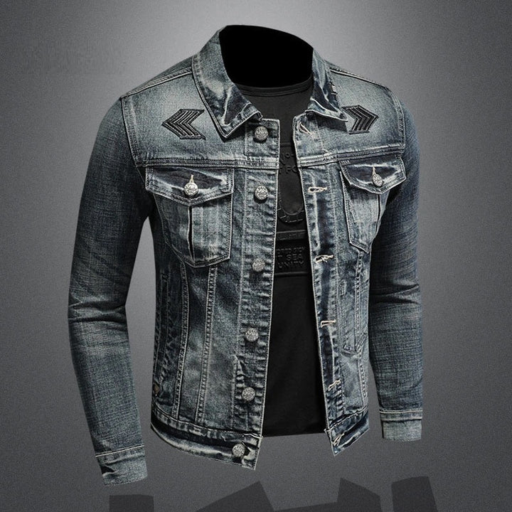 Stilla | Herrer Sort Denimjakke - Stonewashed-stil