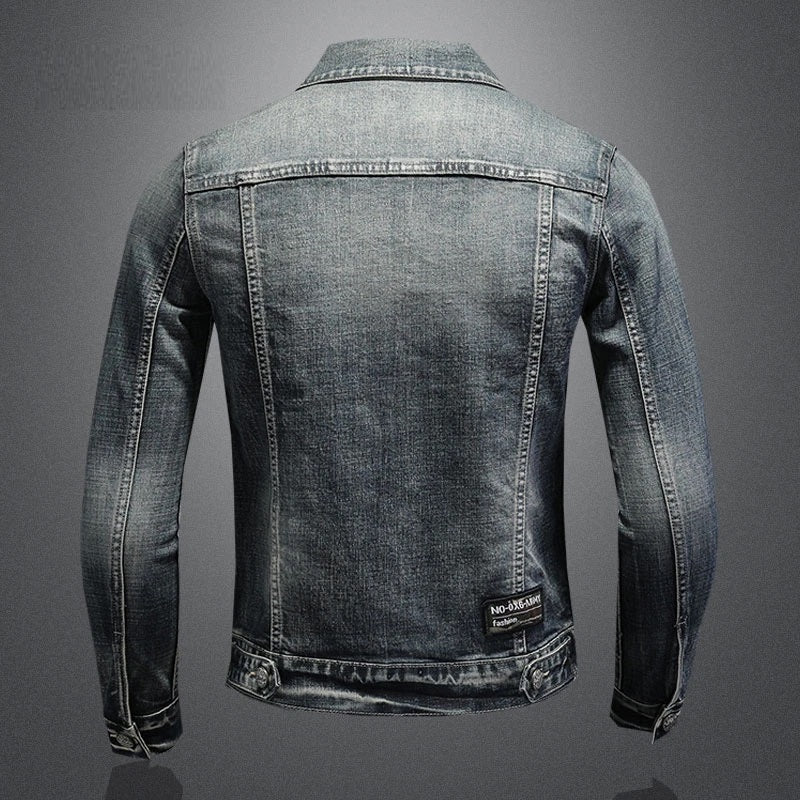 Stilla | Herrer Sort Denimjakke - Stonewashed-stil