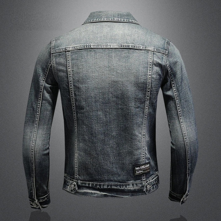 Stilla | Herrer Sort Denimjakke - Stonewashed-stil