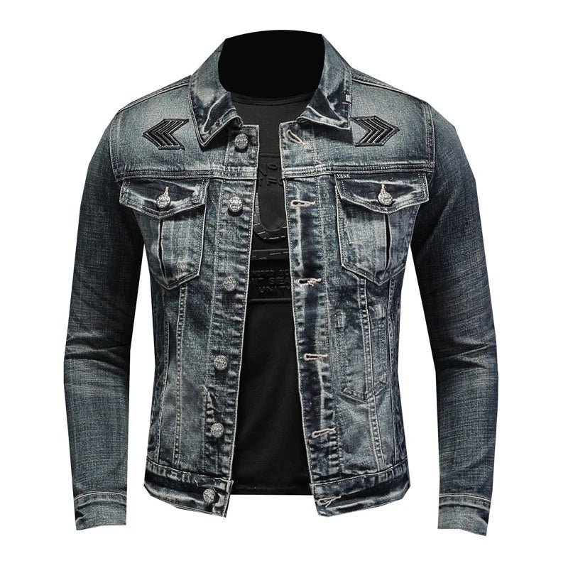 Stilla | Herrer Sort Denimjakke - Stonewashed-stil